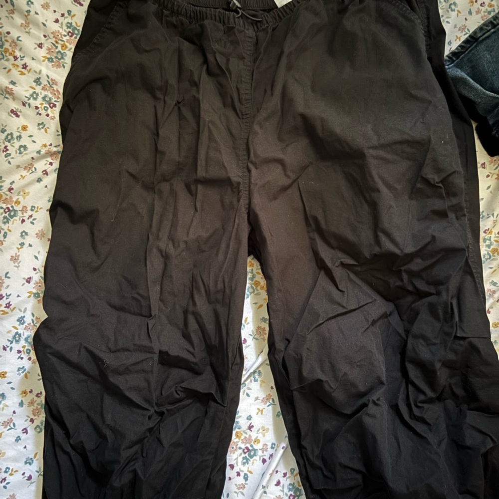 H&M Black parachute pants